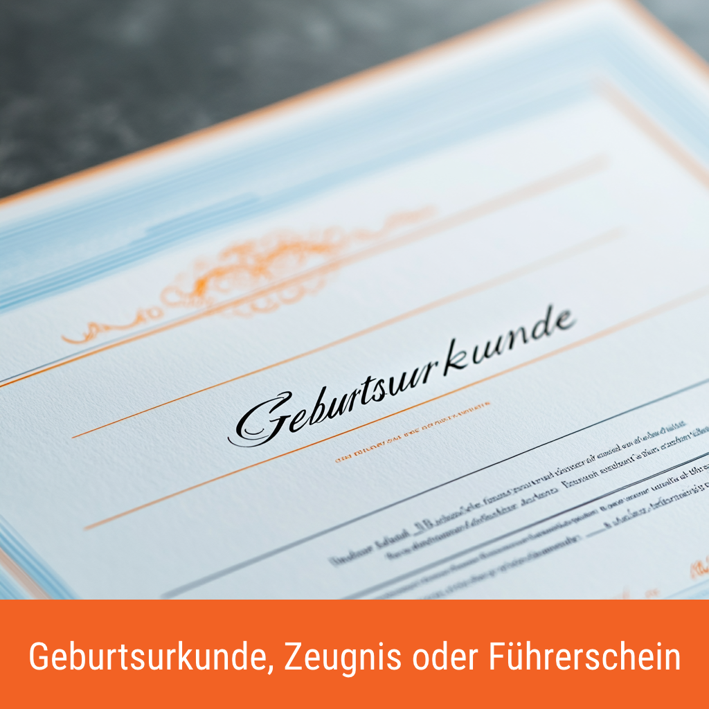 Birth Certificate, Diploma or Driver's License (Kopie)